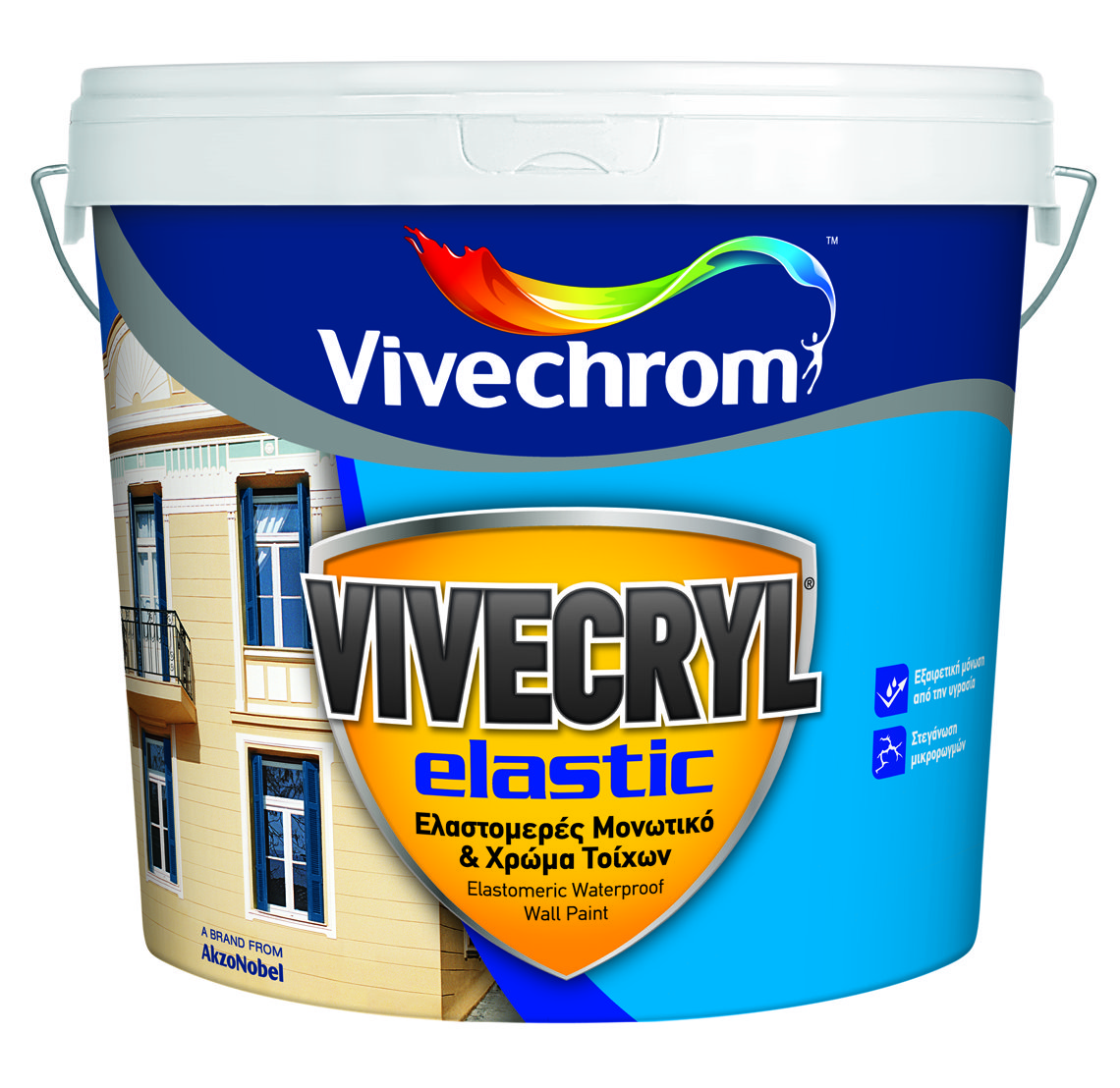 Vivechrom Vivecryl Ελαστομερές Οικολογικό Ακρυλικό Χρώμα Matt Finish Λευκό 3L