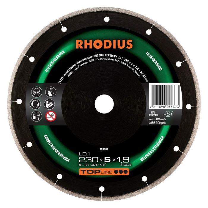 RHODIUS DISK FOR TILE/CERAMIC 230x5x1.9x22.23mm
