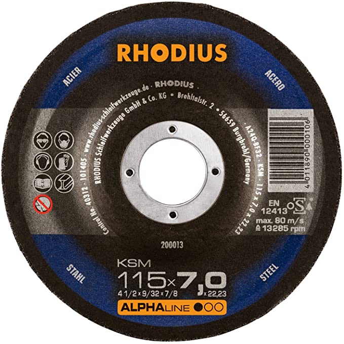 RHODIUS GRINDING DISK FOR METAL 115x7.0x22.23mm