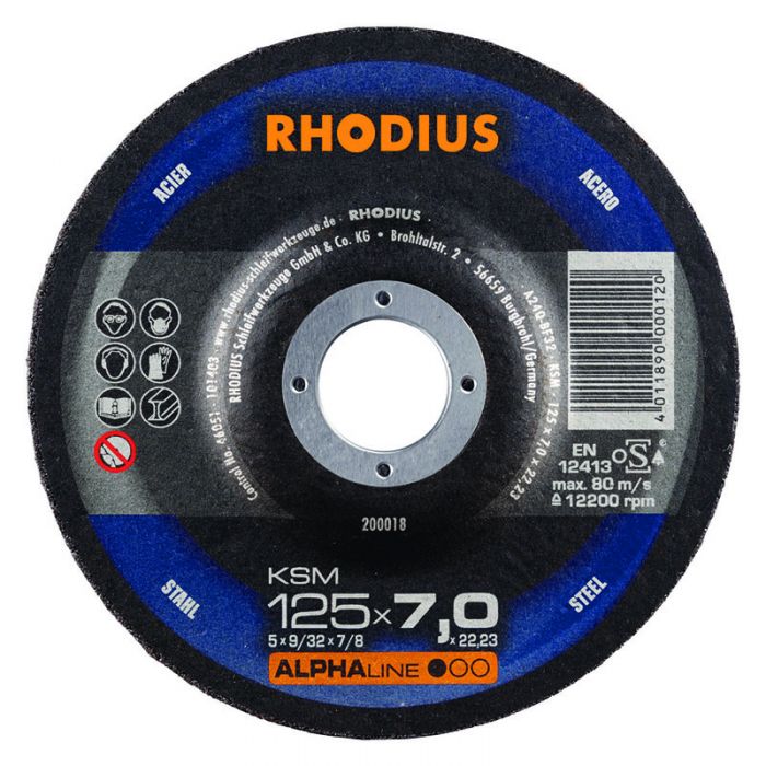 RHODIUS GRINDING DISK FOR METAL 125x7.0x22.23mm