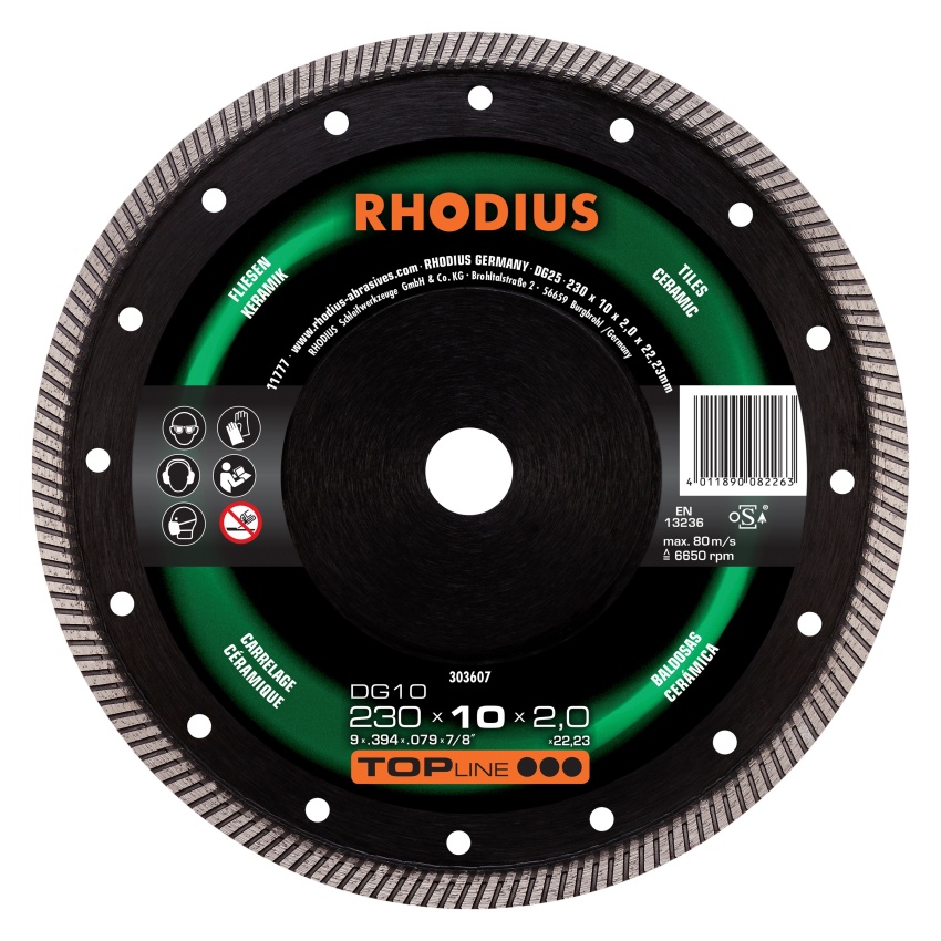 RHODIUS DISK FOR TILES/CERAMIC 230x10x2.0x22.23mm