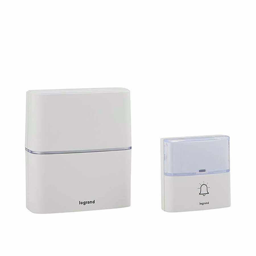 Serenity radio wireless chime kit - chime + IP54 door bell with label holder - single battery-operated - white