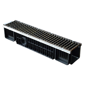 Black ABS Channel with Composite Grate (Load Class C250) 130x1000 H150