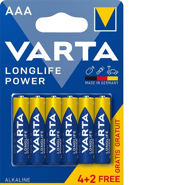 Varta Longlife Power 4+2 AAA (Single Blister) Battery Alkaline