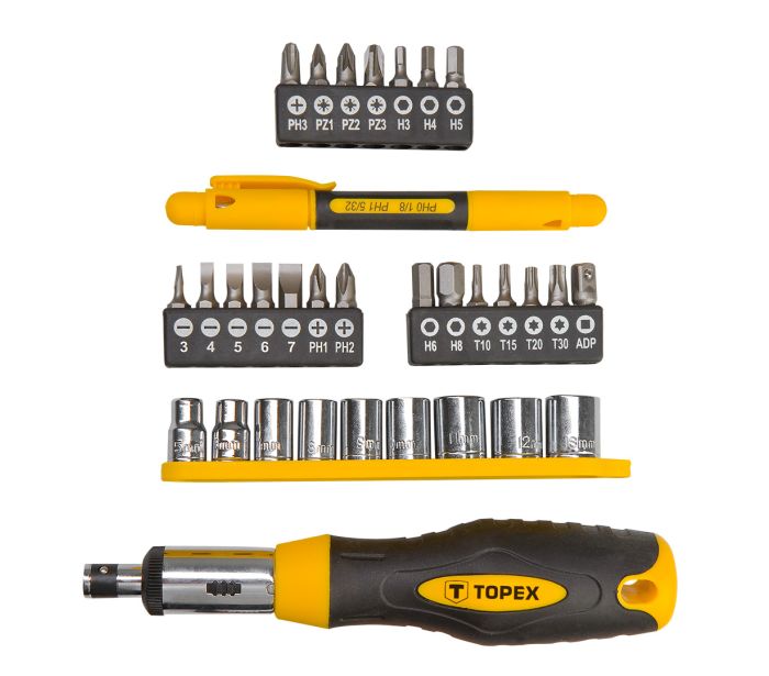 Screwdriver with set of tips TOPEX 39D522