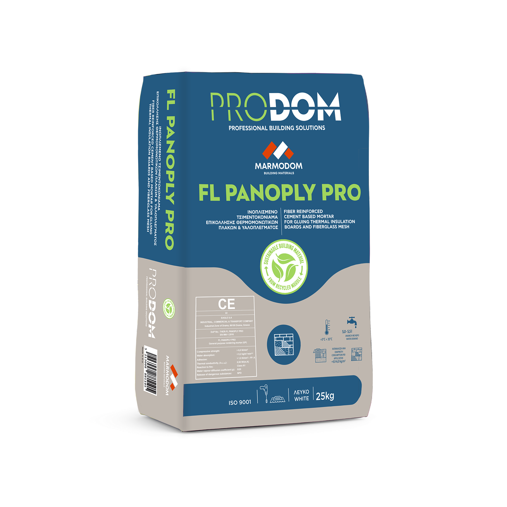 Marmodom FL PANOPLY PRO 25 kg Ινοπλισμένη κόλλα θερμομονωτικών πλακών